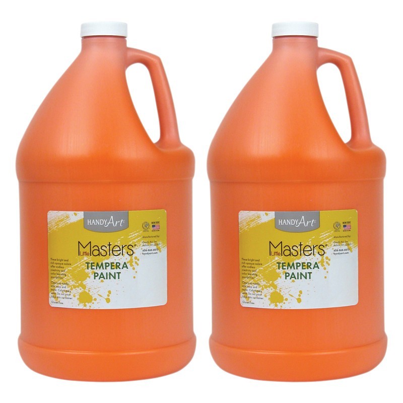 Handy Art® Little Masters® Tempera Paint, Orange, Gallon, Pack of 2