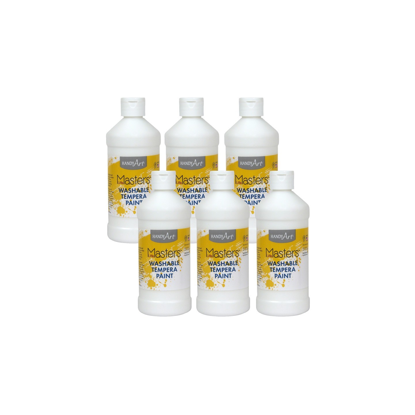 Handy Art® Little Masters® Washable Tempera Paint, White, 16 oz., Pack of 6