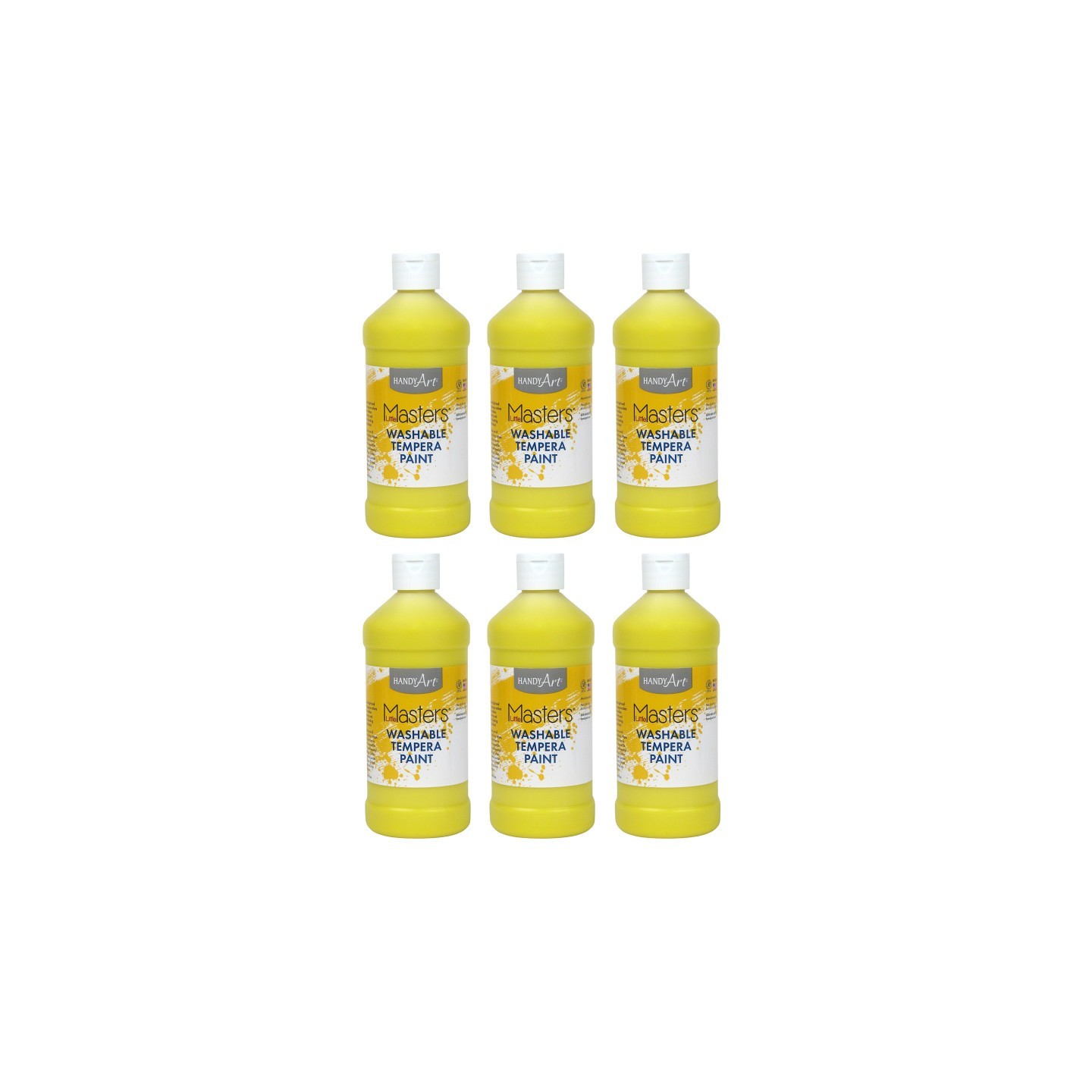 Handy Art® Little Masters® Washable Tempera Paint, Yellow, 16 oz., Pack of 6