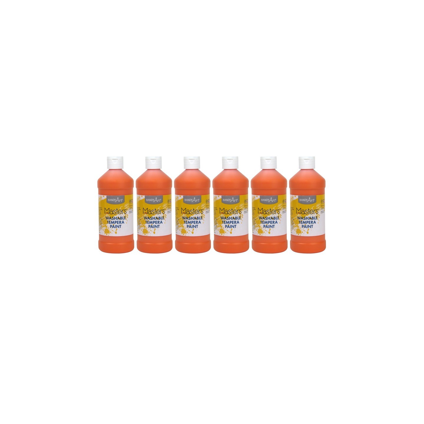 Handy Art® Little Masters® Washable Tempera Paint, Orange, 16 oz., Pack of 6