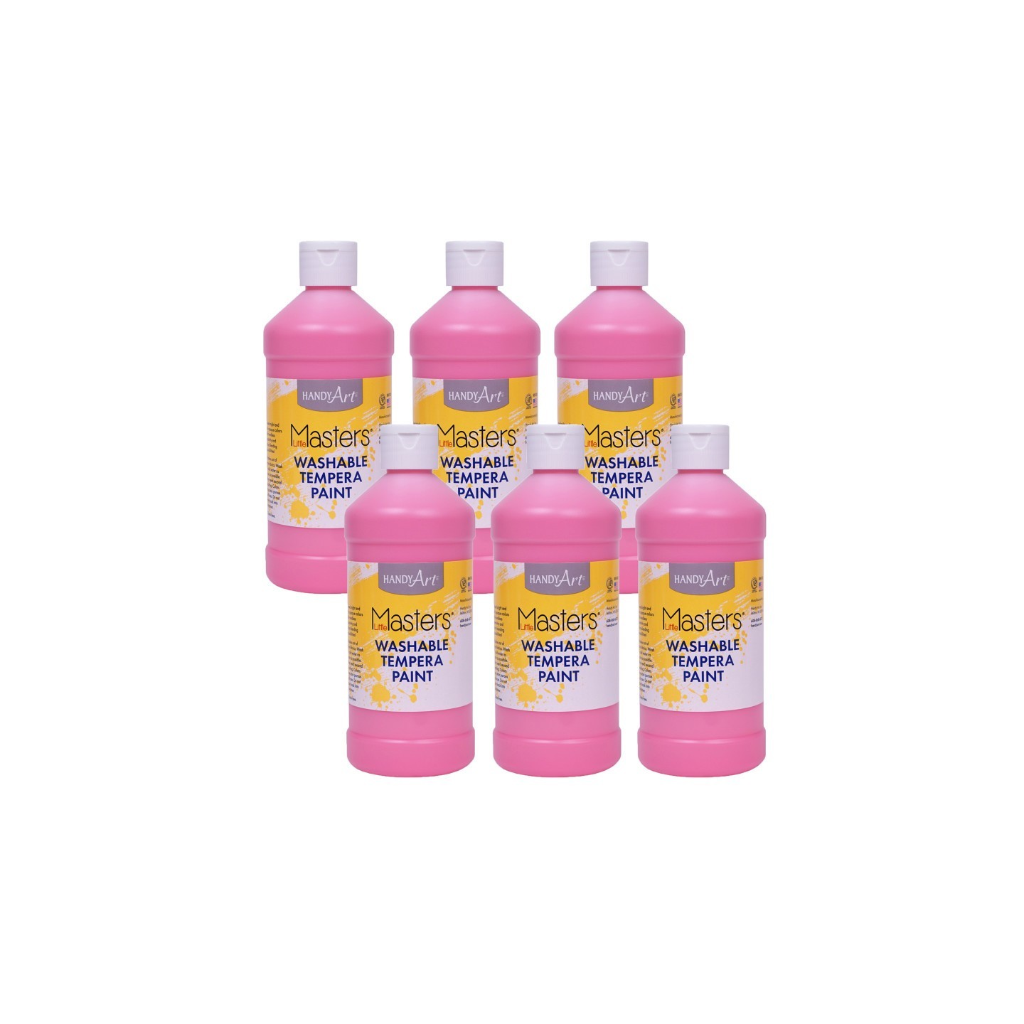 Handy Art® Little Masters® Washable Tempera Paint, Pink, 16 oz., Pack of 6