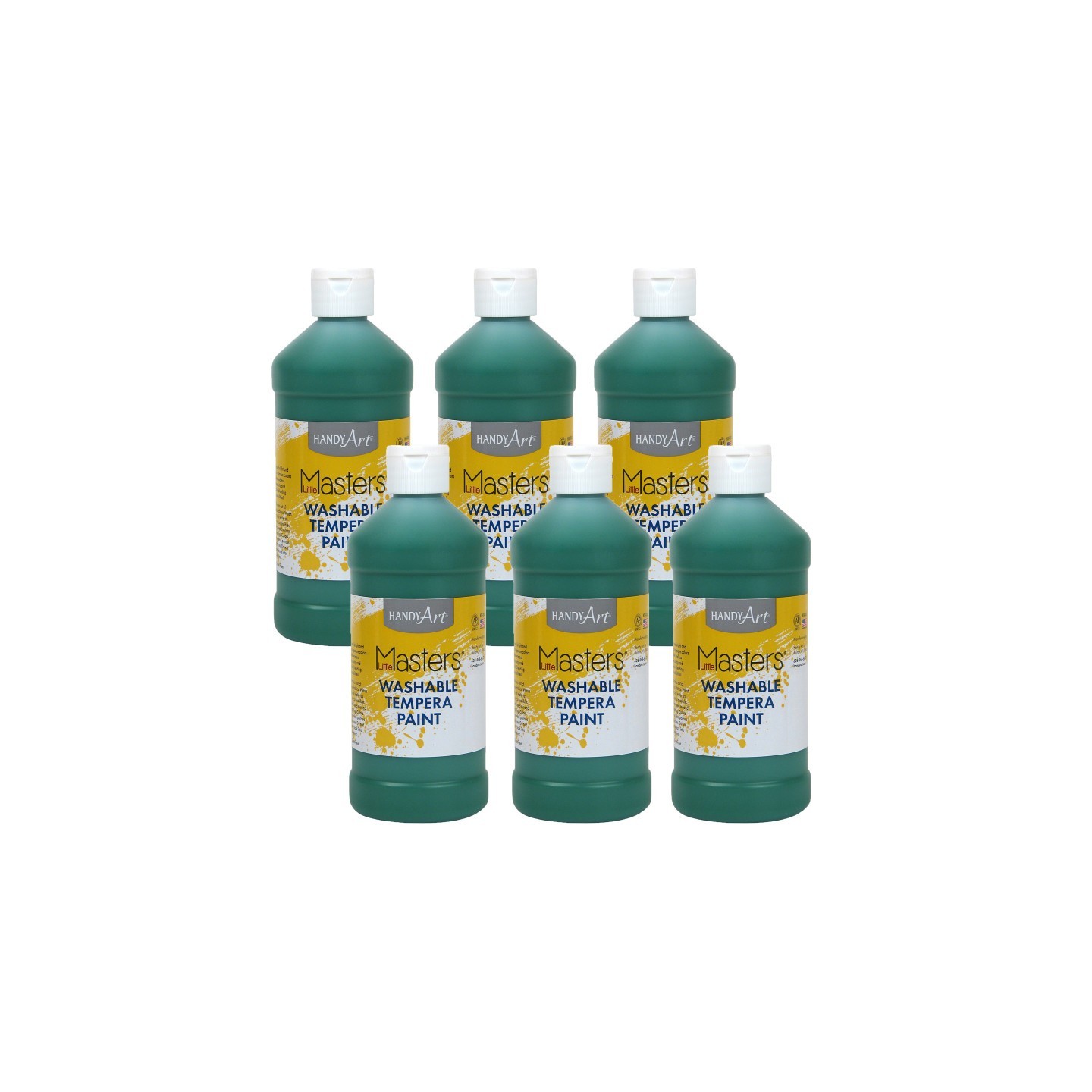 Handy Art® Little Masters® Washable Tempera Paint, Green, 16 oz., Pack of 6