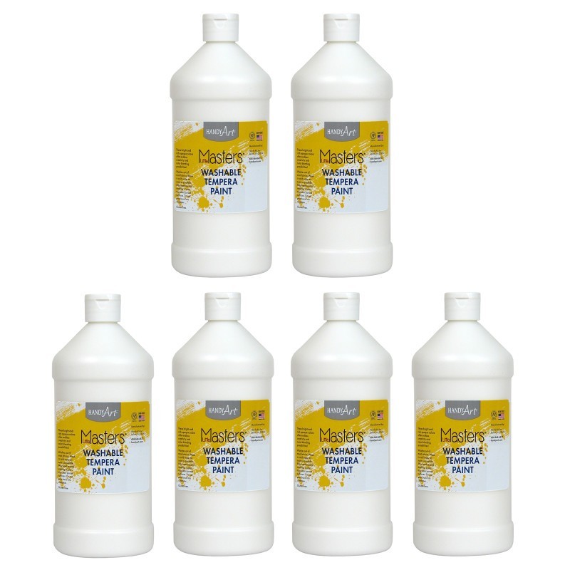 Handy Art® Little Masters® Washable Tempera Paint, White, 32 oz., Pack of 6