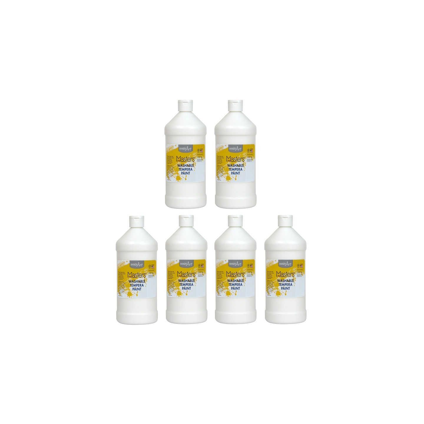 Handy Art® Little Masters® Washable Tempera Paint, White, 32 oz., Pack of 6