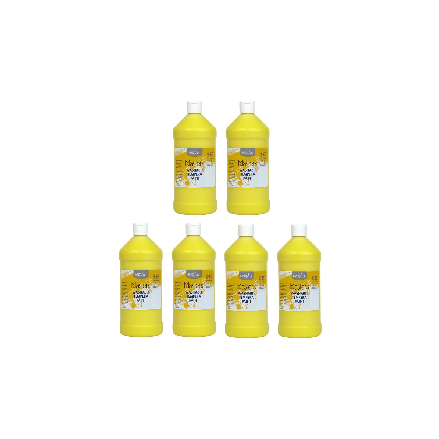 Handy Art® Little Masters® Washable Tempera Paint, Yellow, 32 oz., Pack of 6