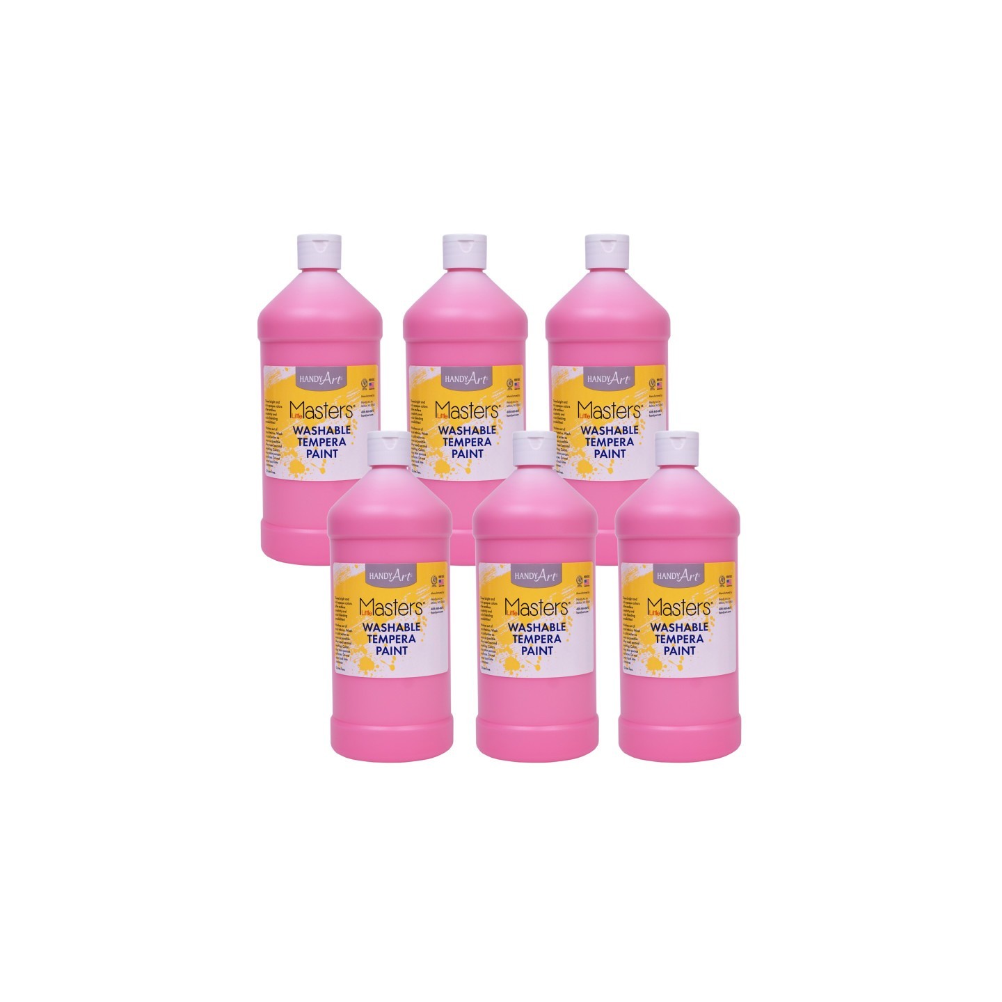 Handy Art® Little Masters® Washable Tempera Paint, Pink, 32 oz., Pack of 6