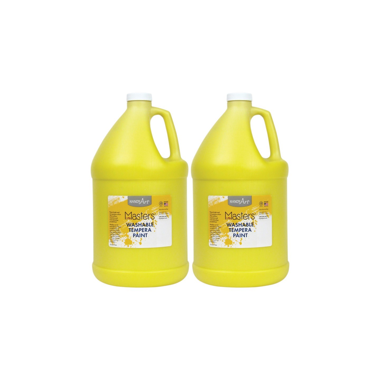 Handy Art® Little Masters® Washable Tempera Paint, Yellow, Gallon, Pack of 2