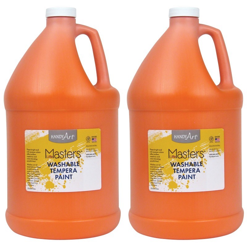 Handy Art® Little Masters® Washable Tempera Paint, Orange, Gallon, Pack of 2