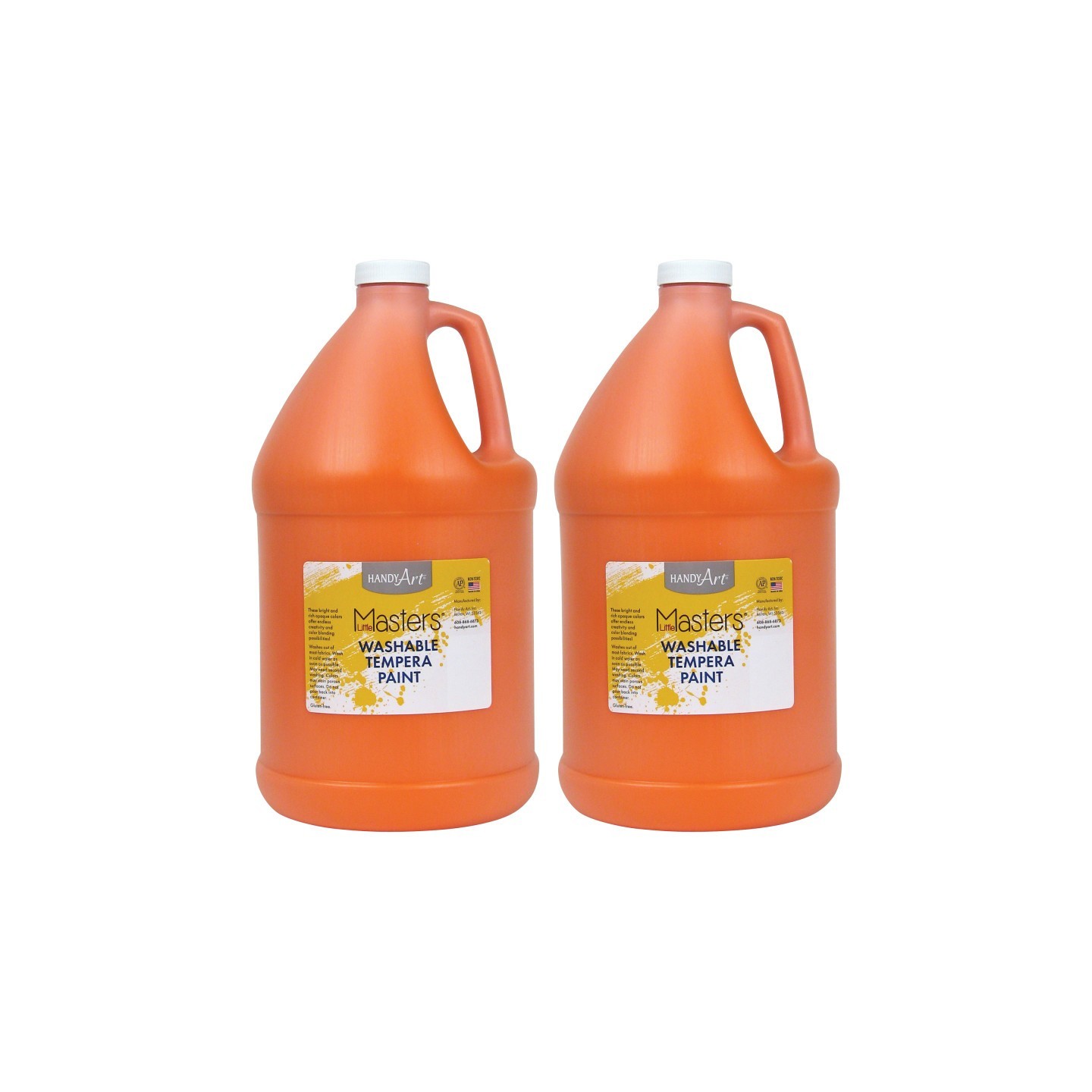 Handy Art® Little Masters® Washable Tempera Paint, Orange, Gallon, Pack of 2
