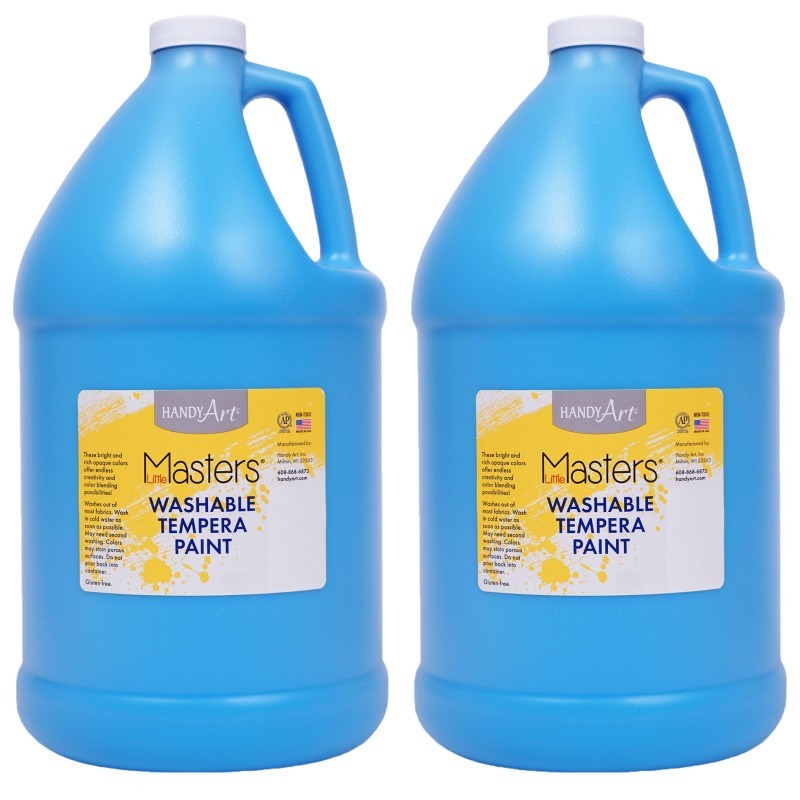 Handy Art® Little Masters® Washable Tempera Paint, Light Blue, Gallon, Pack of 2