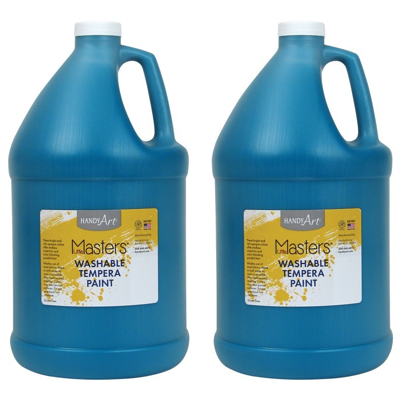 Handy Art® Little Masters® Washable Tempera Paint, Turquoise, Gallon, Pack of 2