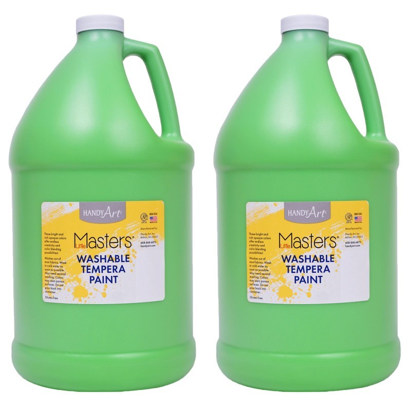 Handy Art® Little Masters® Washable Tempera Paint, Light Green, Gallon, Pack of 2
