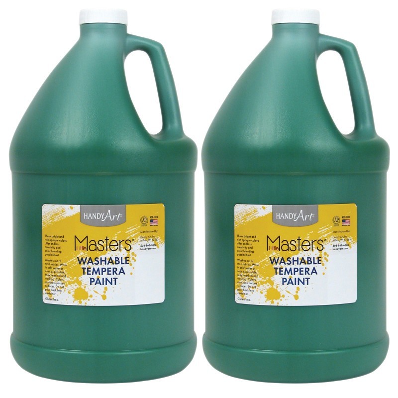 Handy Art® Little Masters® Washable Tempera Paint, Green, Gallon, Pack of 2