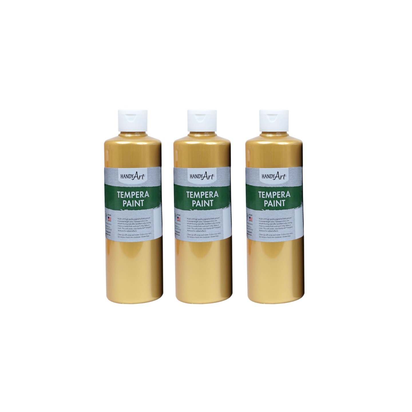 Handy Art® Metallic Tempera Paint, 16 oz., Gold, Pack of 3