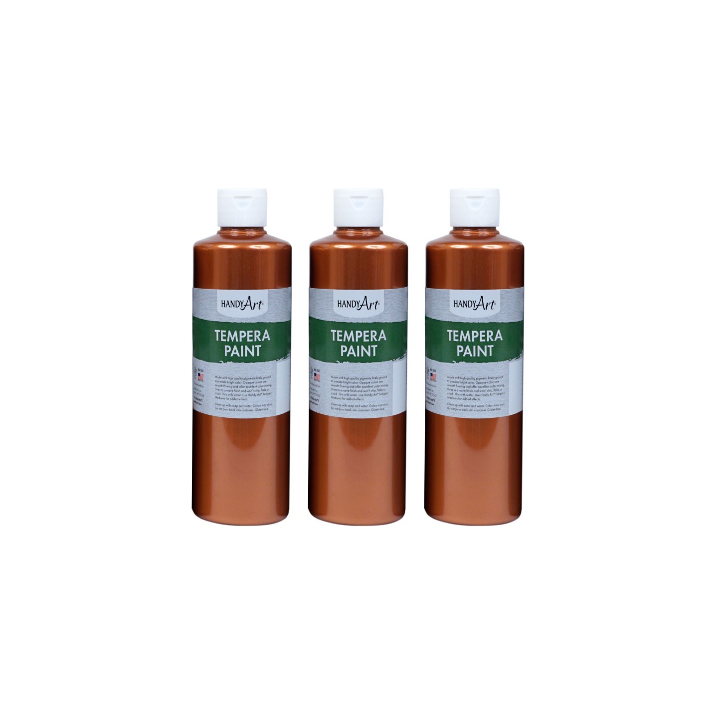 Handy Art® Metallic Tempera Paint, 16 oz., Copper, Pack of 3