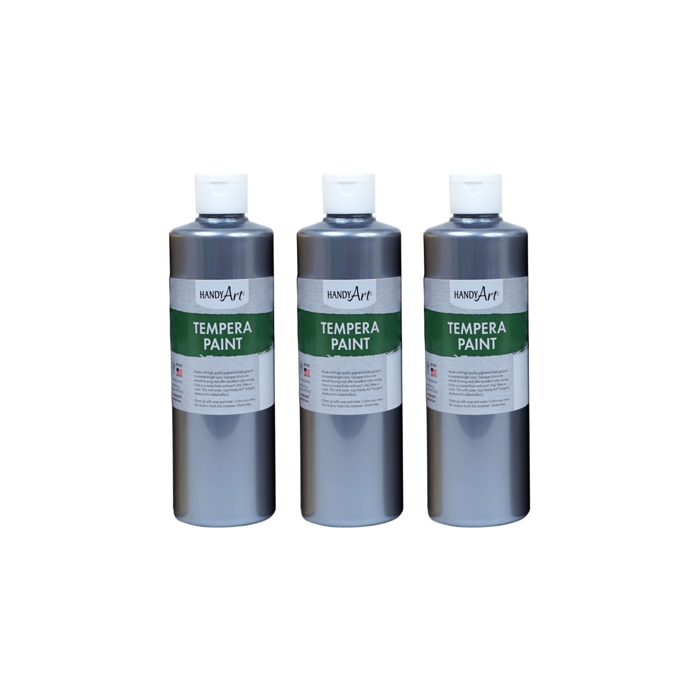 Handy Art® Metallic Tempera Paint, 16 oz., Silver, Pack of 3