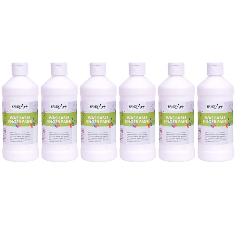 Handy Art® Washable Finger Paint, White, 16 oz, Pack of 6