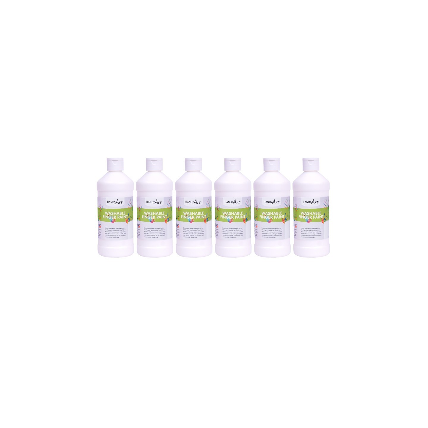 Handy Art® Washable Finger Paint, White, 16 oz, Pack of 6
