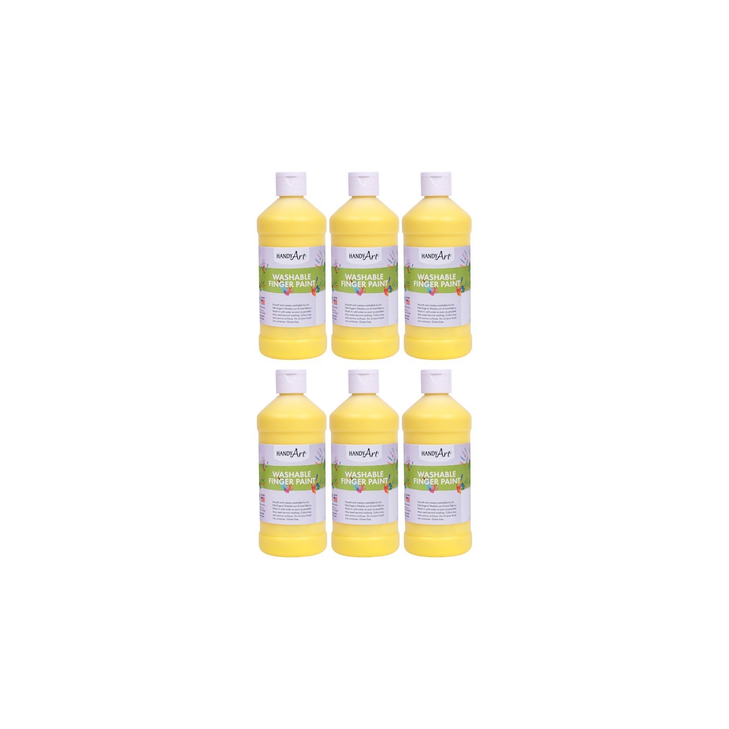Handy Art® Washable Finger Paint, Yellow, 16 oz., Pack of 6