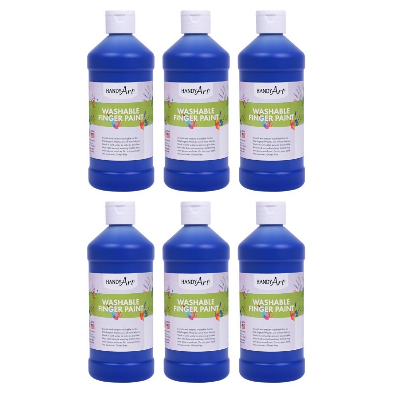 Handy Art® Washable Finger Paint, Blue, 16 oz., Pack of 6
