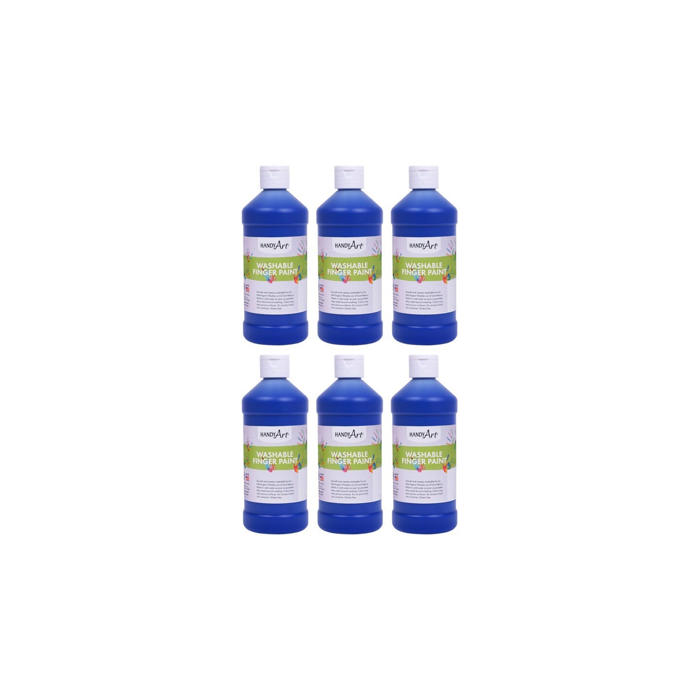 Handy Art® Washable Finger Paint, Blue, 16 oz., Pack of 6