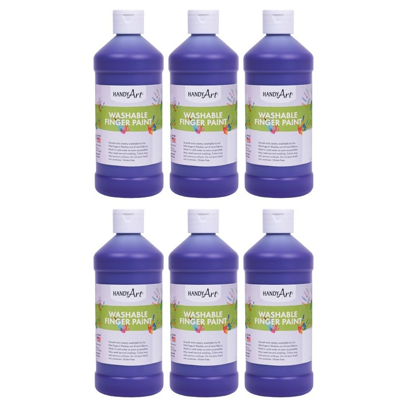 Handy Art® Washable Finger Paint, Violet, 16 oz., Pack of 6