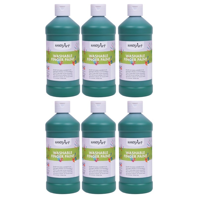 Handy Art® Washable Finger Paint, Green, 16 oz., Pack of 6