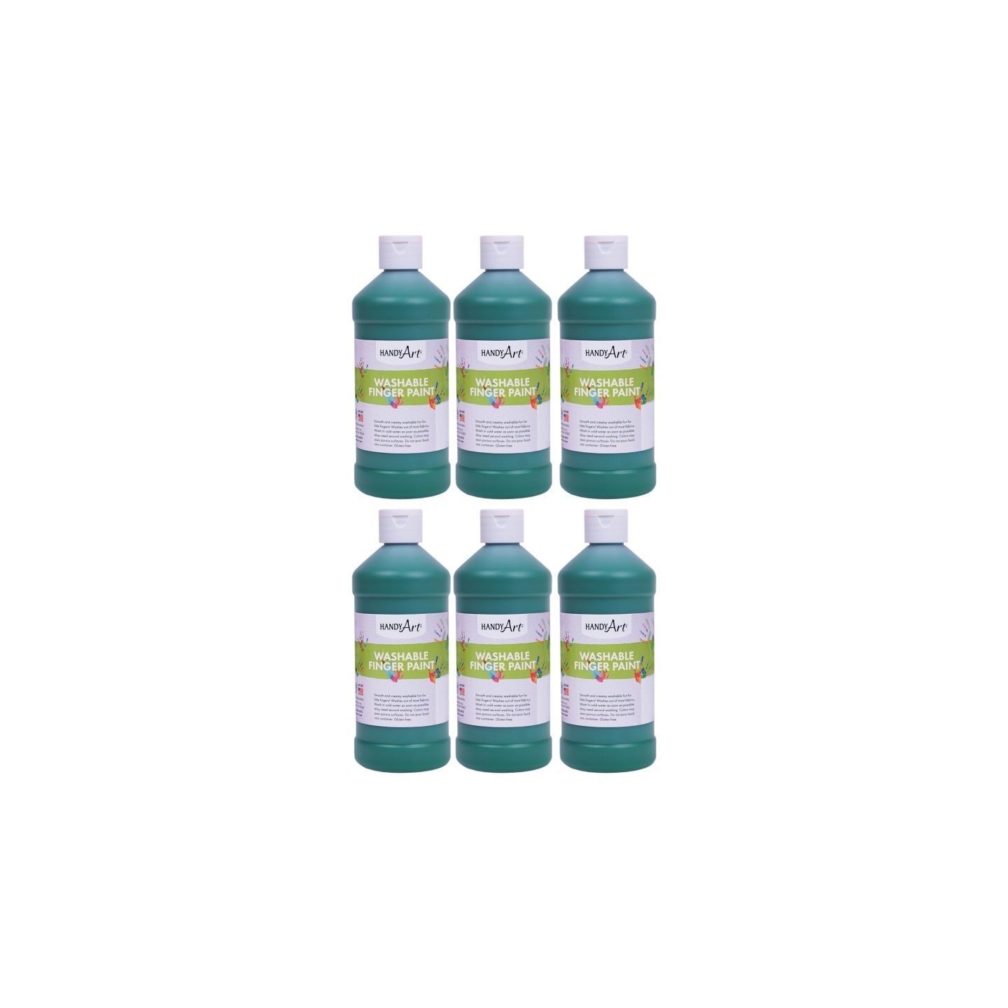 Handy Art® Washable Finger Paint, Green, 16 oz., Pack of 6