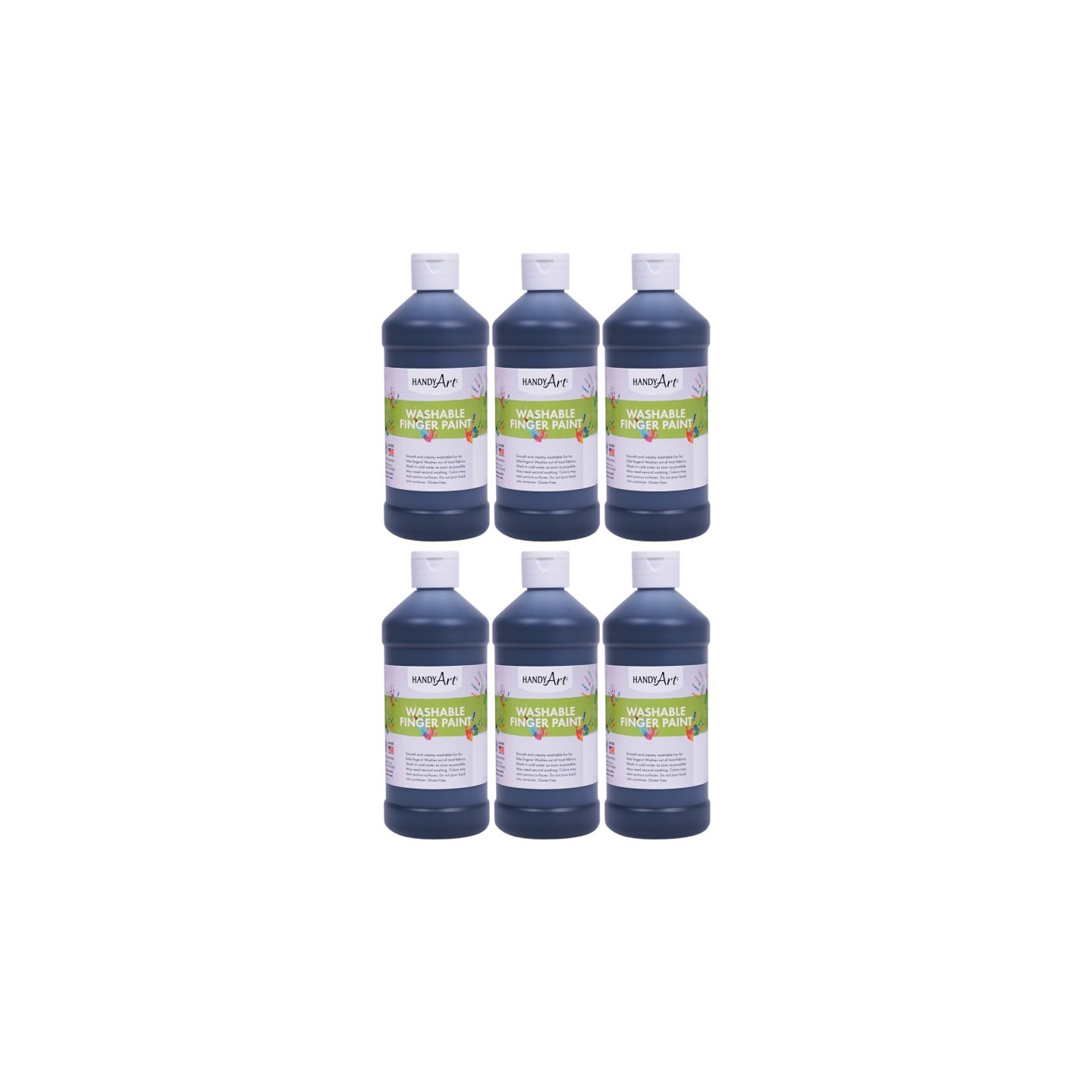 Handy Art® Washable Finger Paint, Black, 16 oz., Pack of 6