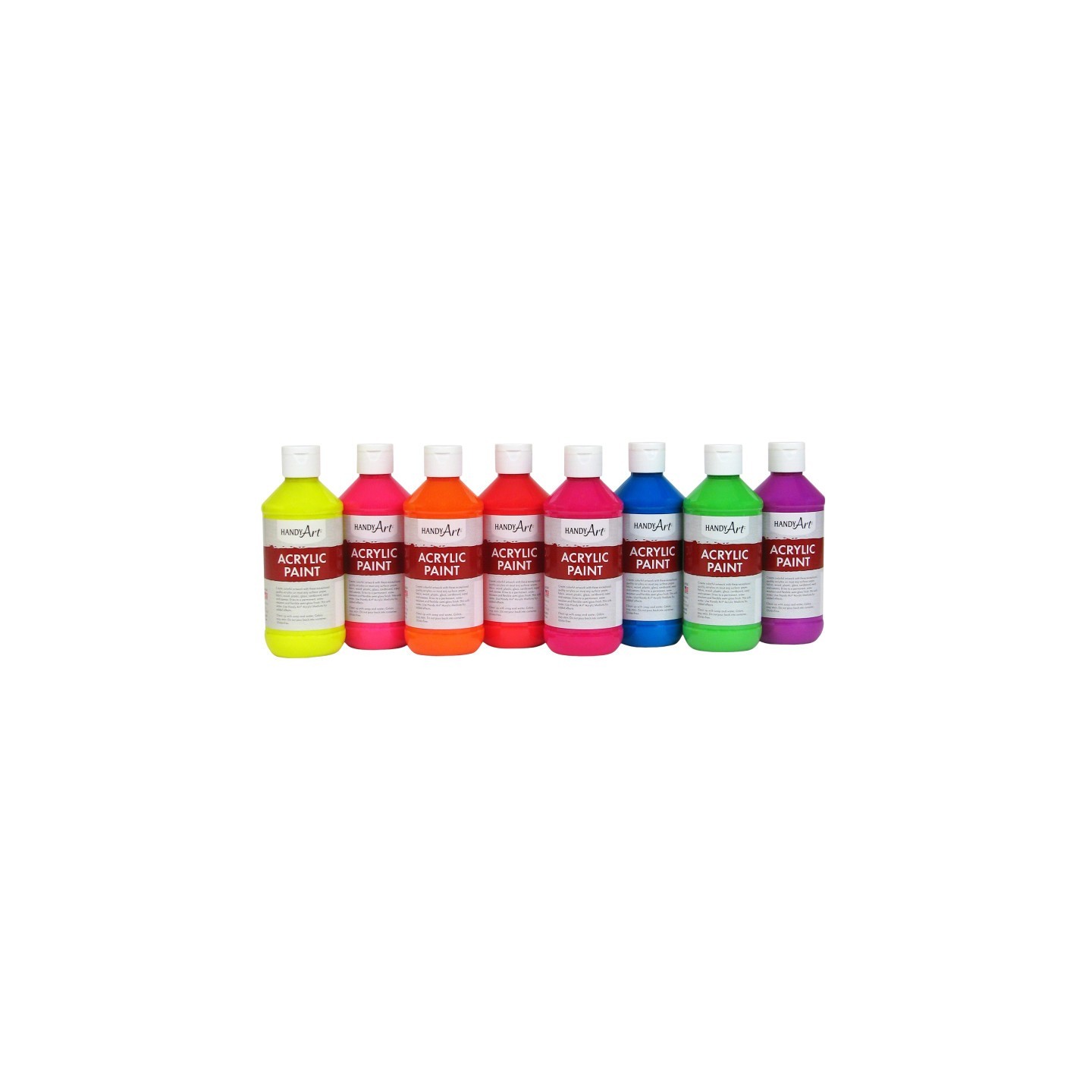 Handy Art® Fluorescent Acrylic Paint, 8 oz, Set of 8
