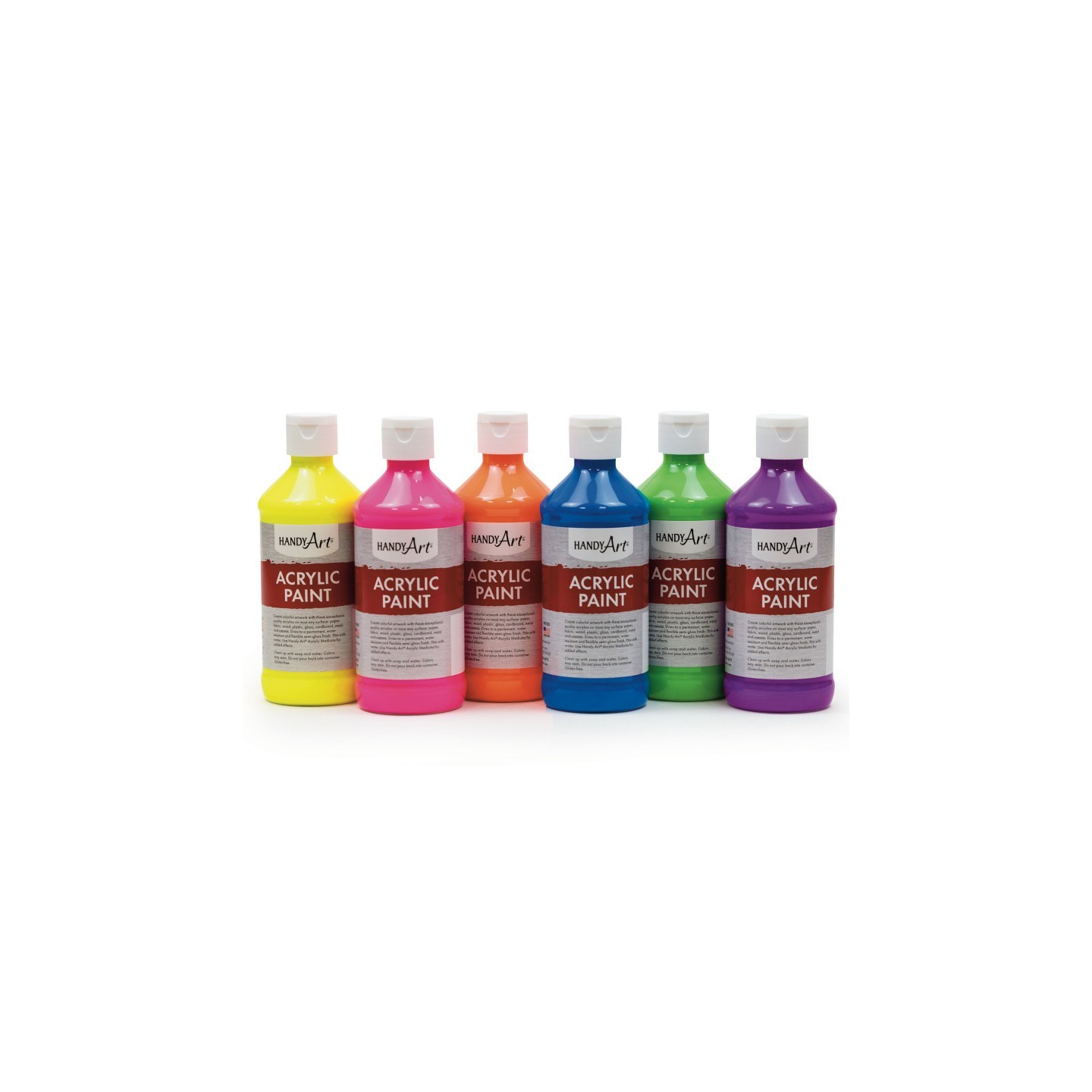 Handy Art® Acrylic Paint, 8 oz., Fluorescent Colors, Set of 6