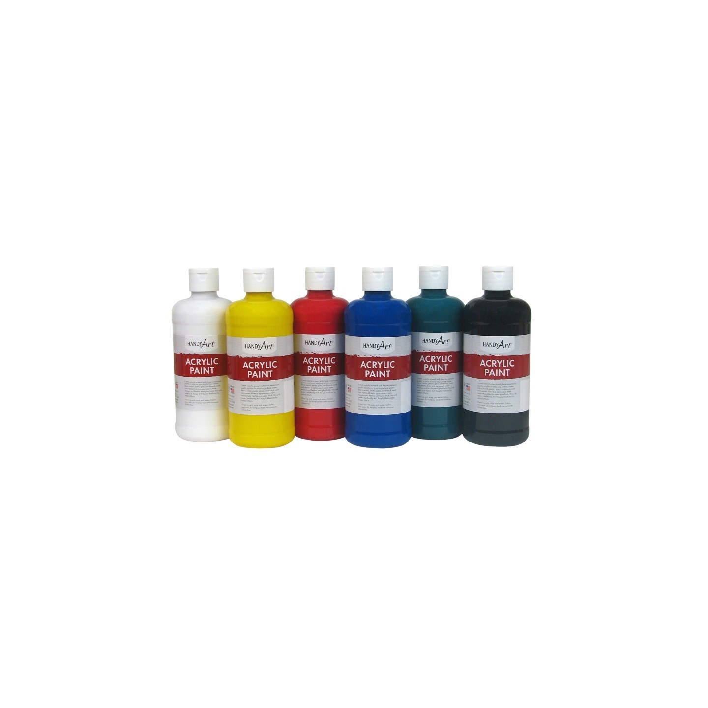 Handy Art® Acrylic Paint, Assorted Colors, 16 oz, Set of 6