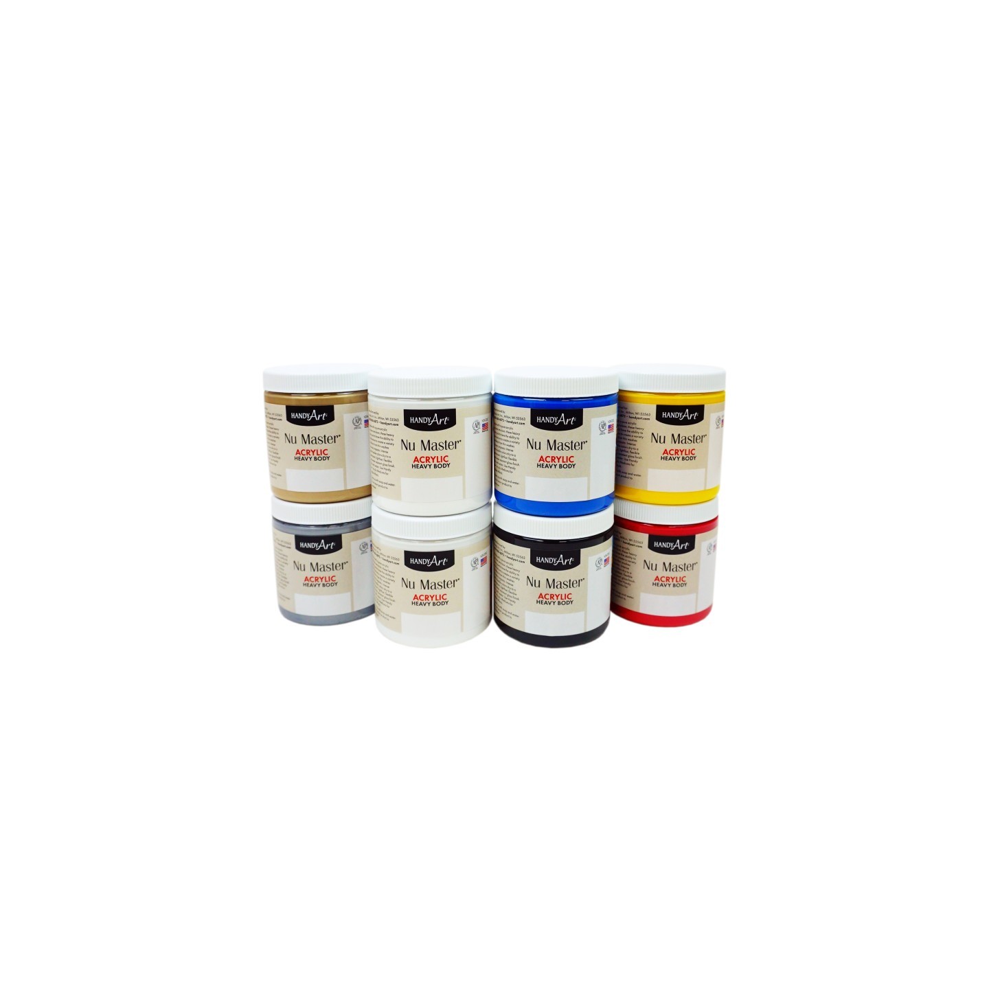 Handy Art® Nu Master Heavy Body Acrylic, Mixing Effects Colors, 8 oz, Set of 8