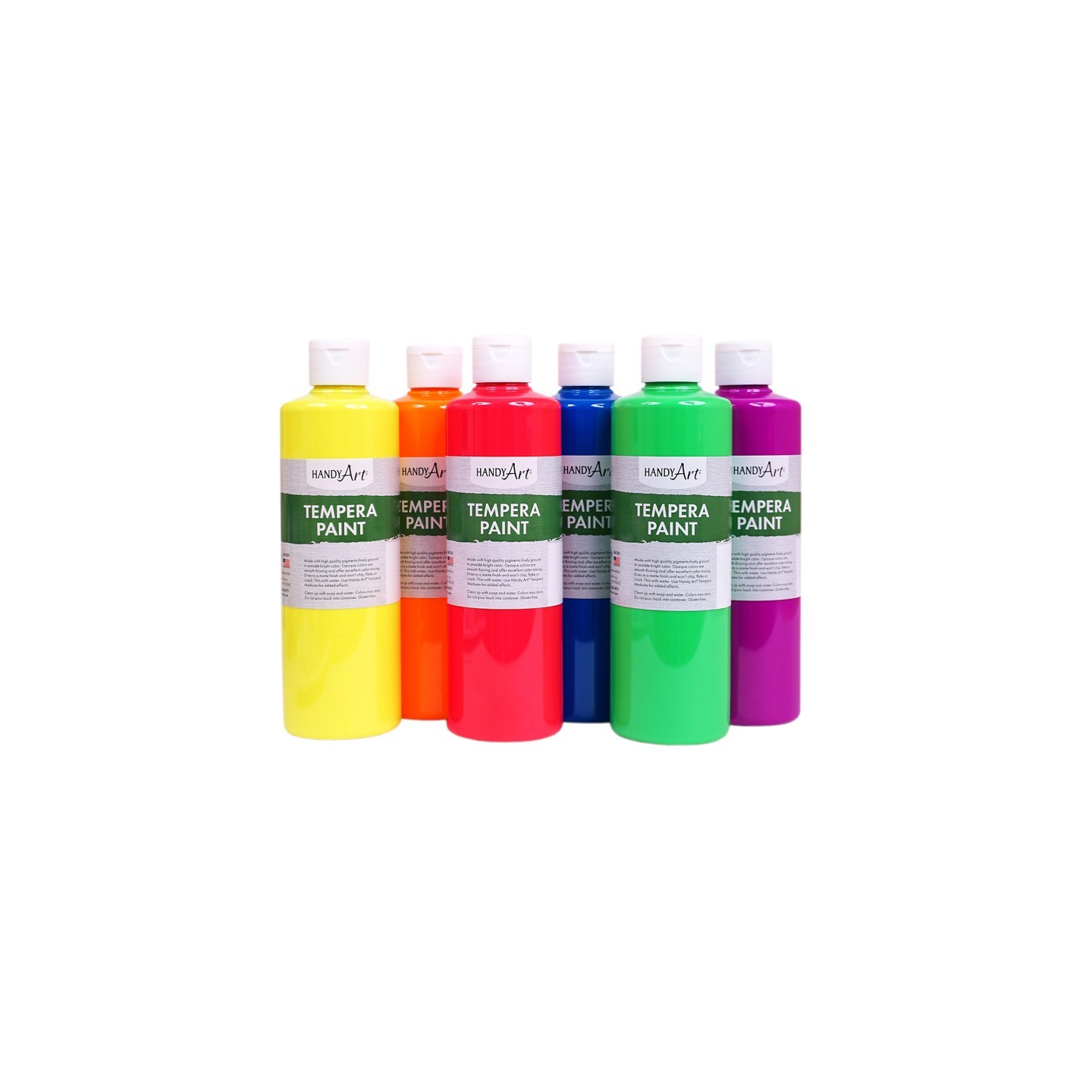 Handy Art® Tempera Paint, Pint, Fluorescent 6-Color Set
