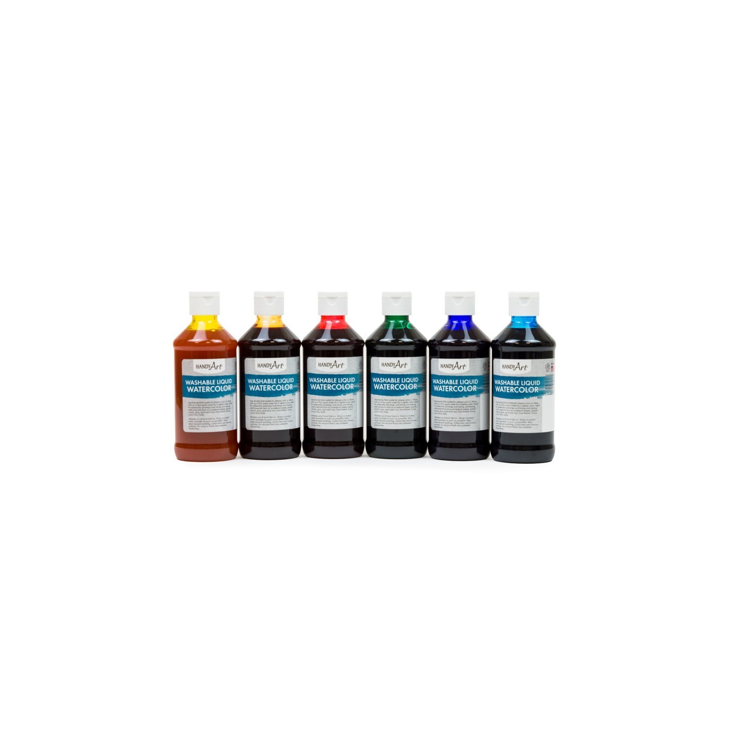 Handy Art® Washable Liquid Watercolors, 8 oz., Primary Colors, Set of 6