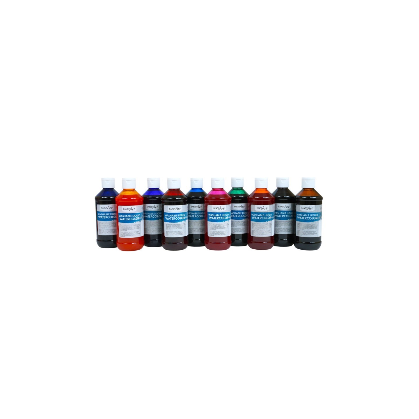 Handy Art® Washable Liquid Watercolors, 8oz, 10-Color Basic Kit