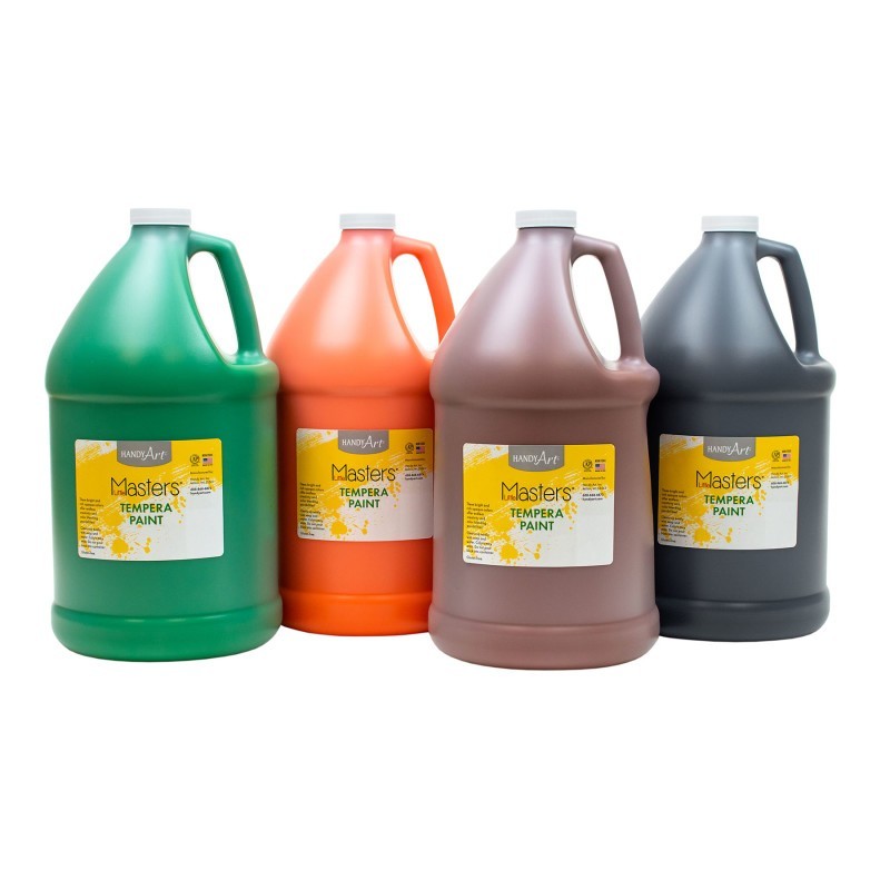Handy Art® Little Masters® Tempera Paint - 4 Gallon Kit, Orange, Green, Brown, Black
