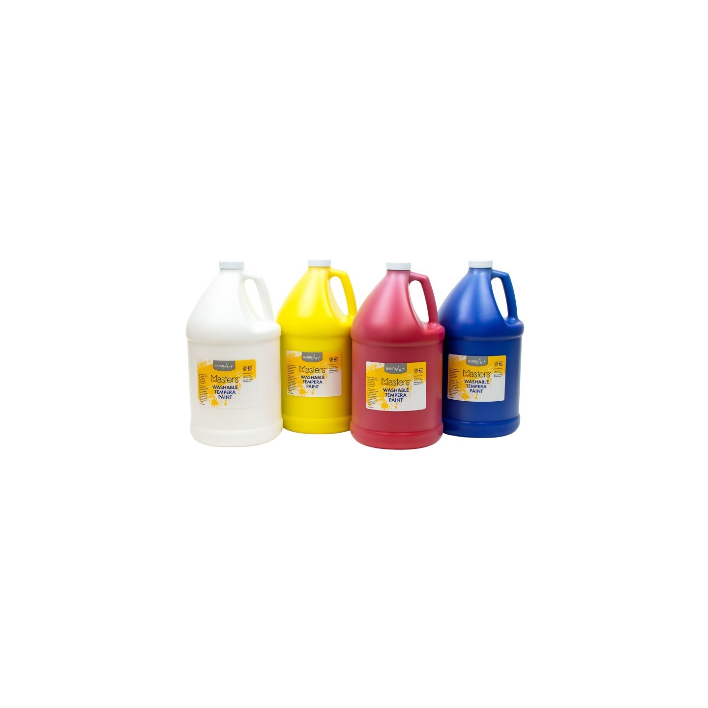 Handy Art® Little Masters® Washable Tempera Paint - 4 Gallon Kit, White, Yellow, Red, Blue