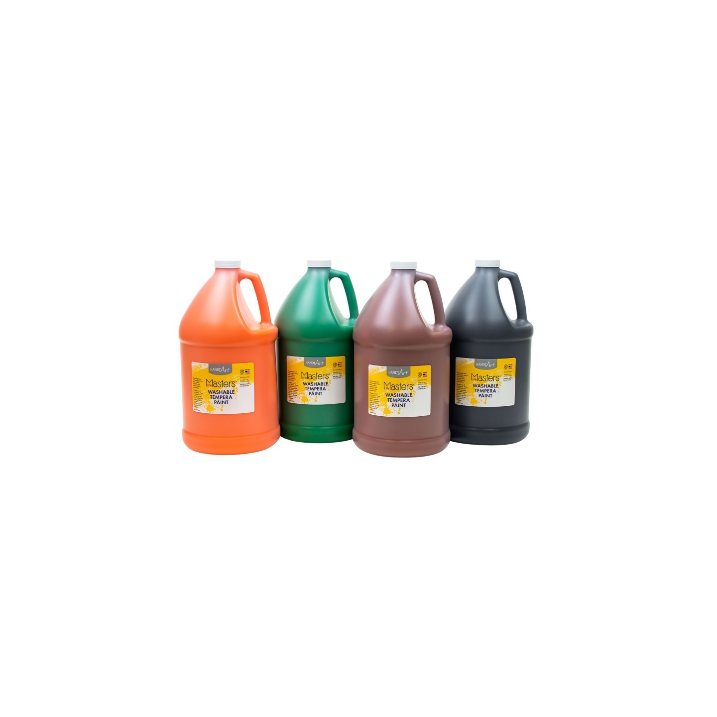 Handy Art® Little Masters® Washable Tempera Paint - 4 Gallon Kit, Orange, Green, Brown, Black