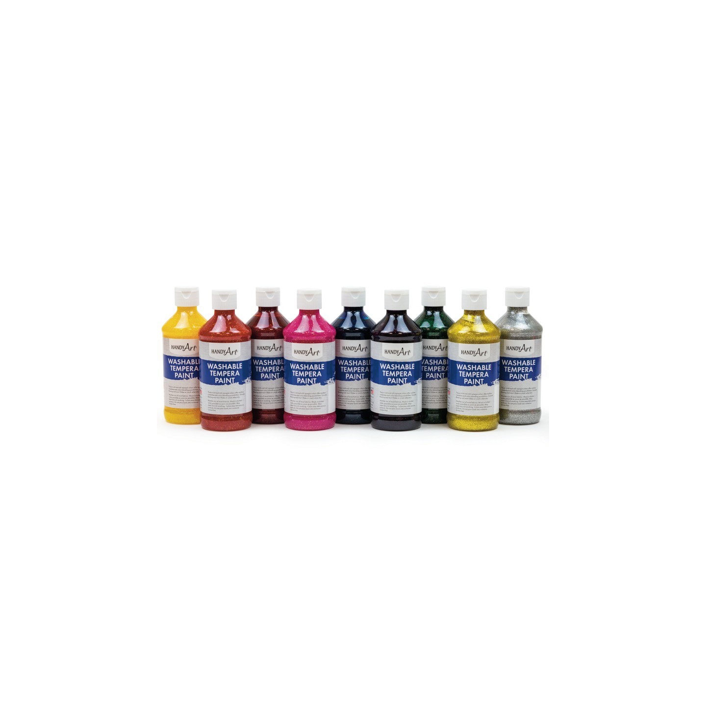 Handy Art® Glitter Washable Paint, 8 oz, Set of 9