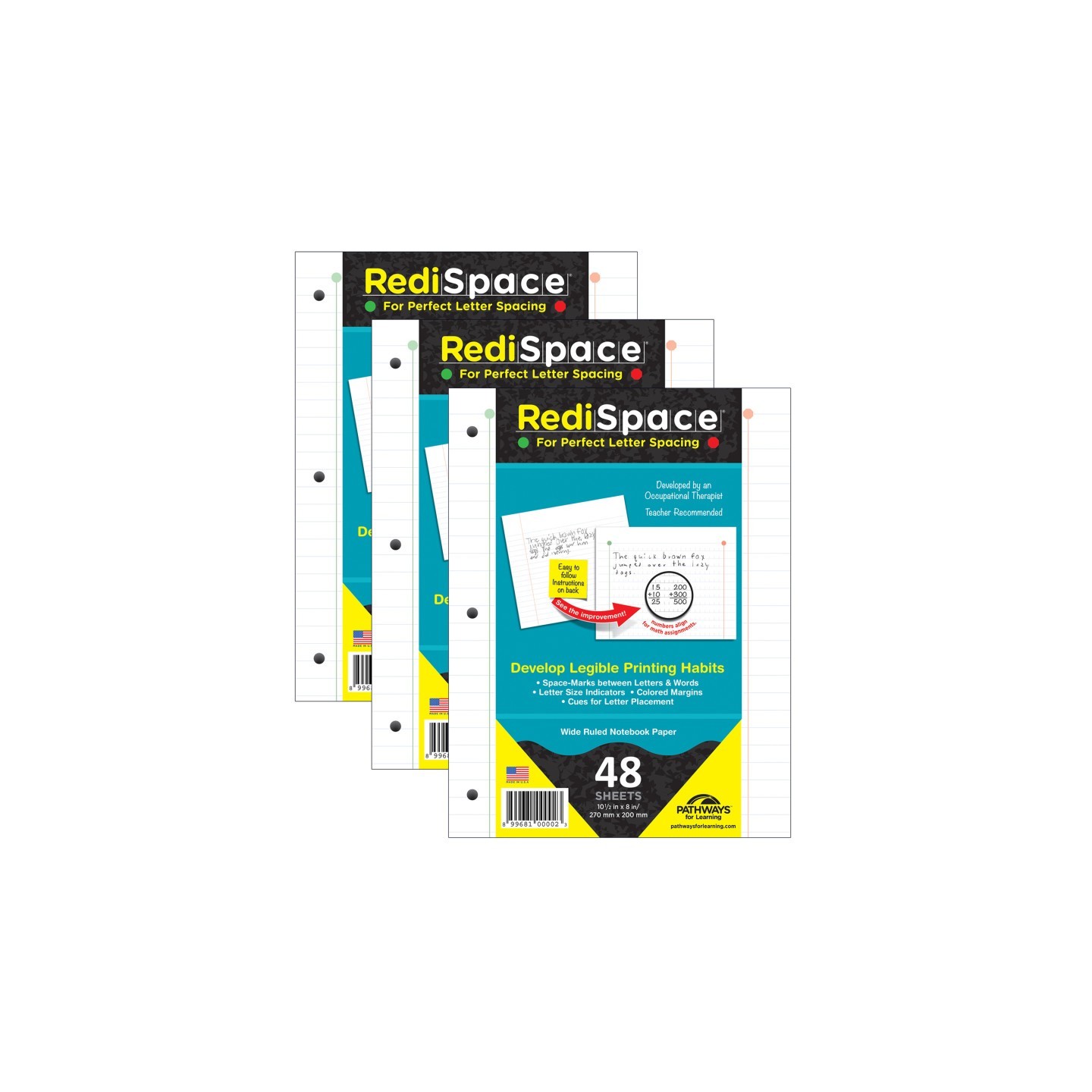 Pathways For Learning RediSpace® Notebook Filler Paper, 48 Sheets Per Pack, 3 Packs
