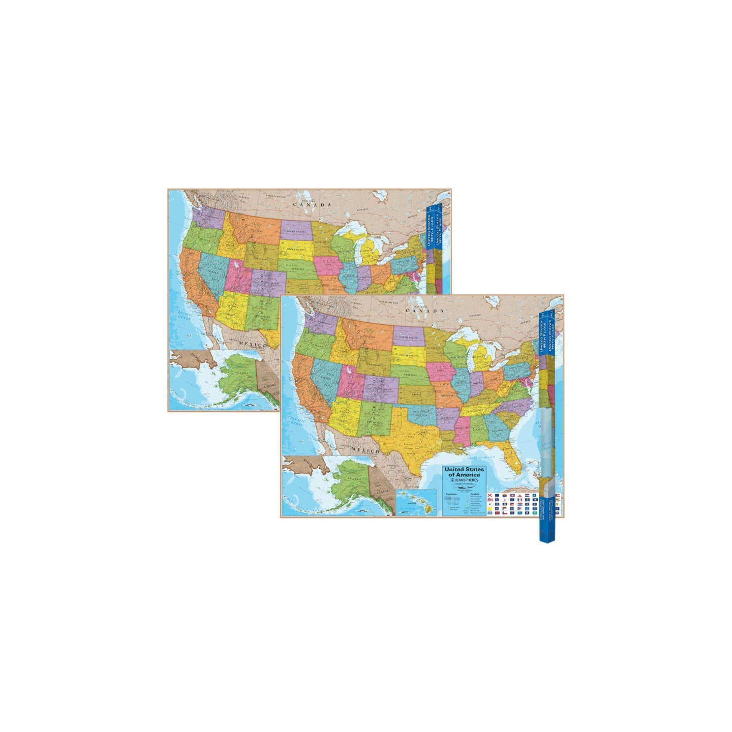 Hemispheres® Blue Ocean Series USA Laminated Wall Map, 38" x 48", Pack of 2