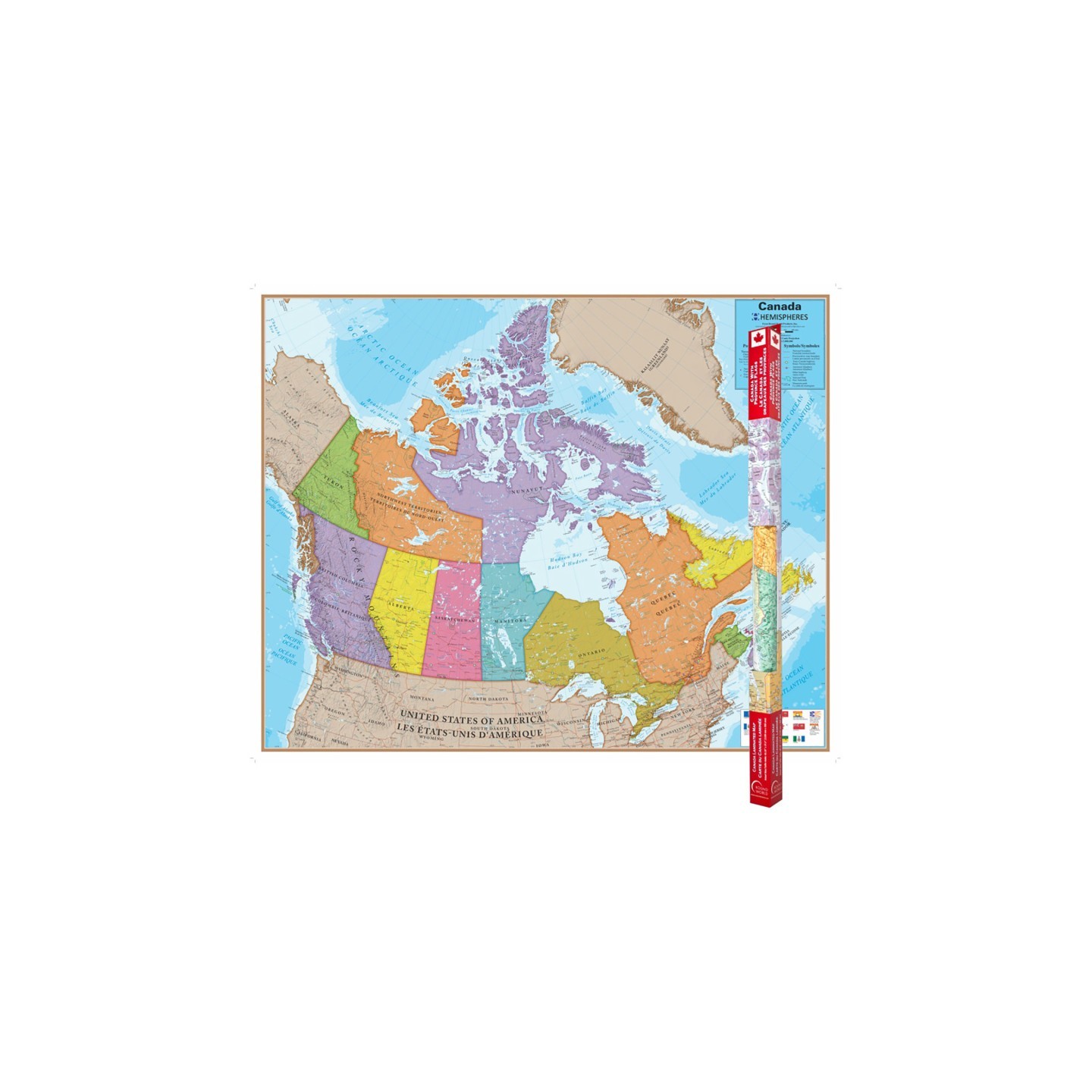 Hemispheres® Laminated Map, Canada, 47" x 38"