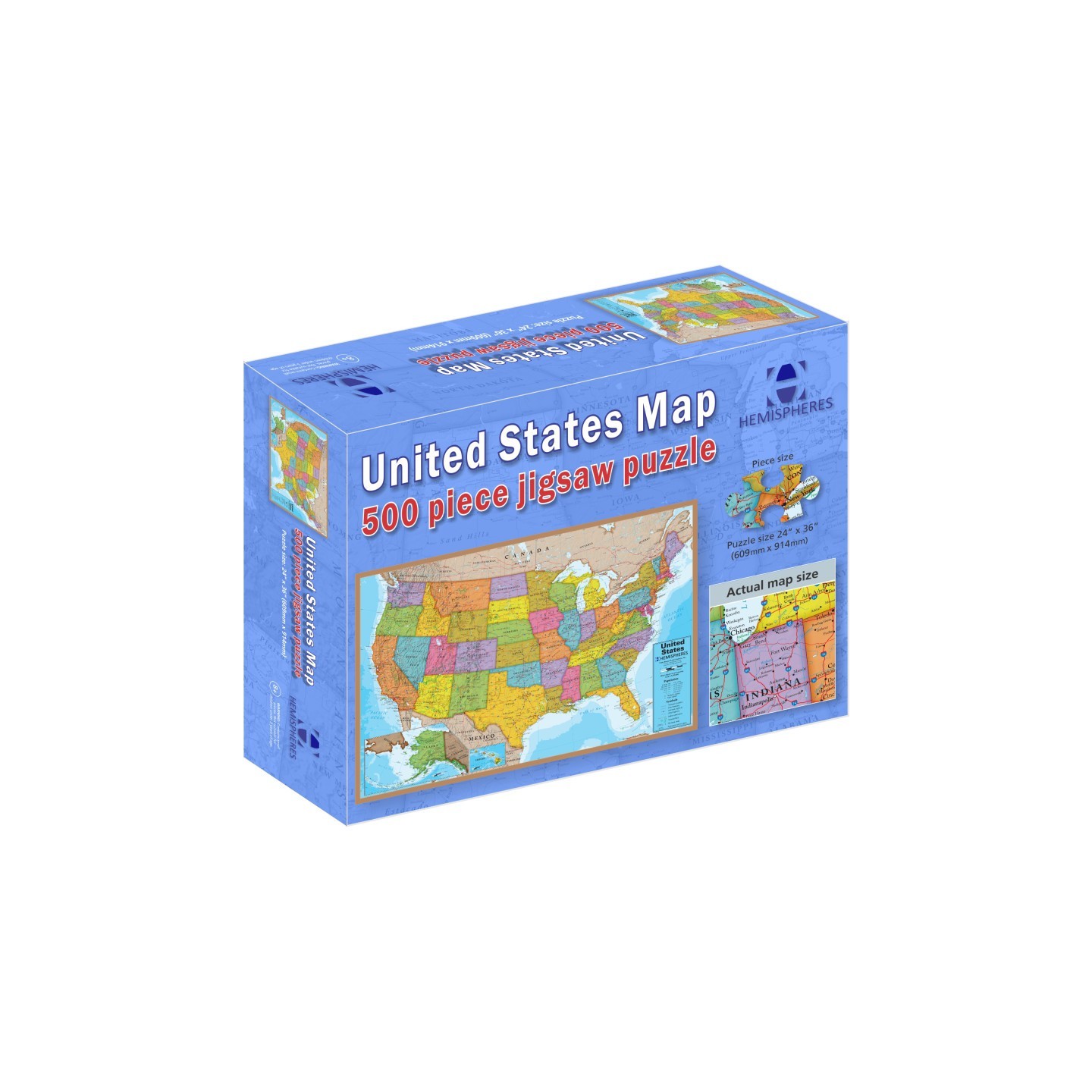 Hemispheres® USA Puzzle, 24" Height, 36" Width, 500 Pieces