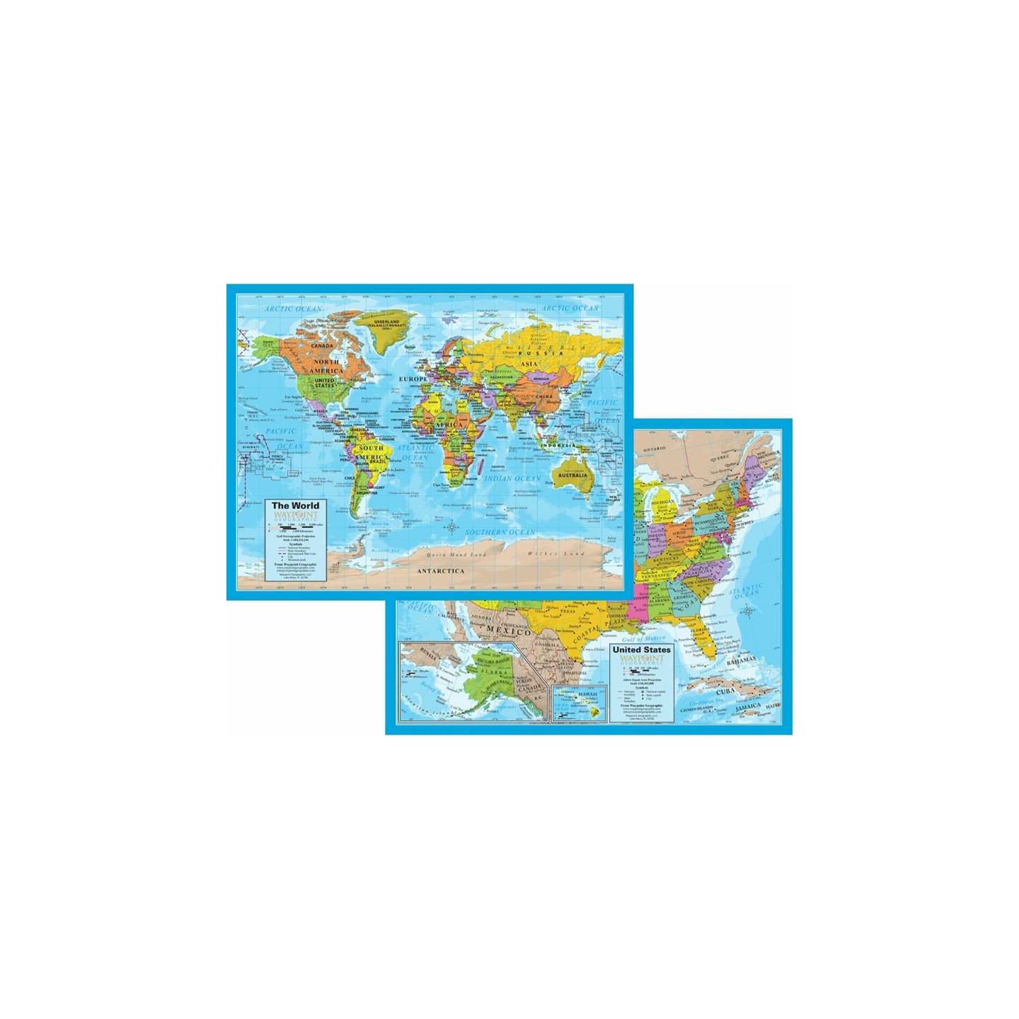 Waypoint Geographic World/USA Laminated Notebook Maps, 12 Count