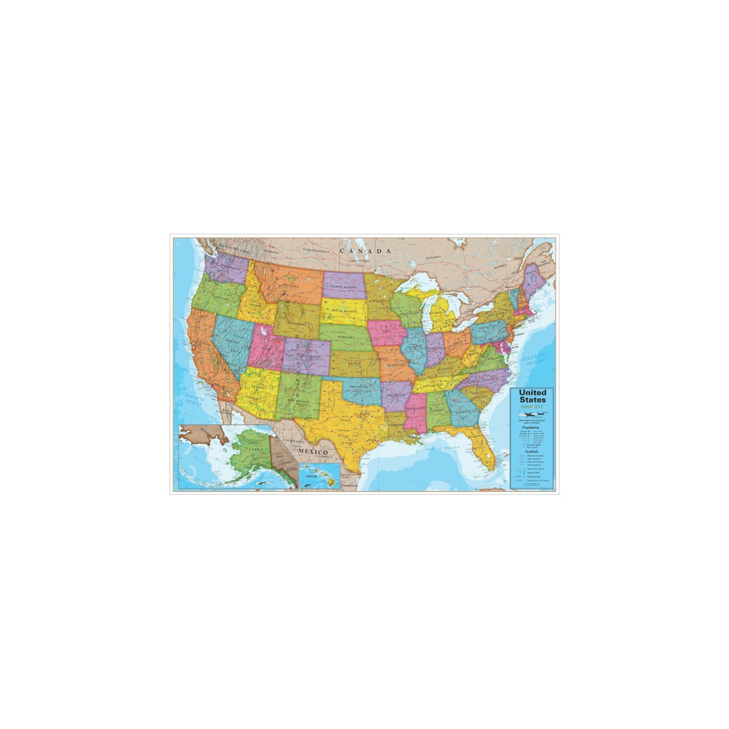 Waypoint Geographic Blue Ocean USA 24" x 36" Laminated Wall Map