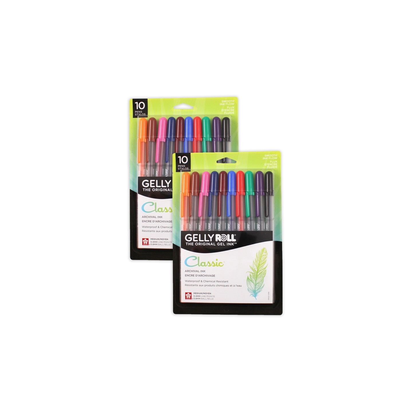 Sakura Classic Gel Pens, 08 Medium Point, Assorted Colors, 10 Per Set, 2 Sets