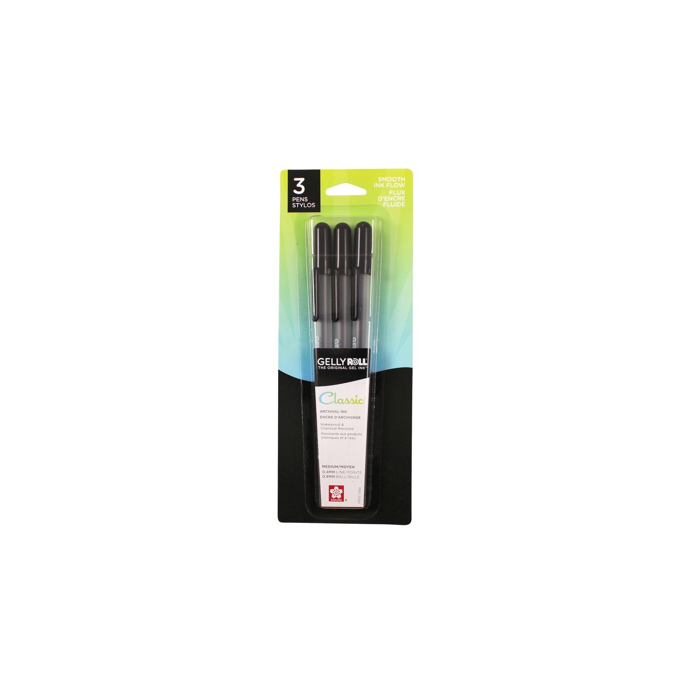 Sakura Gelly Roll Classic Gel Ink Pens, 08 Medium, Black, Pack of 3