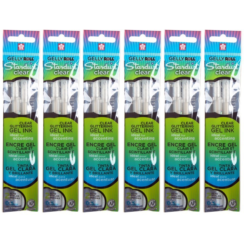 Sakura Gelly Roll Stardust Clear Glittering Gel Ink Pens, 2 Per Pack, 6 Packs
