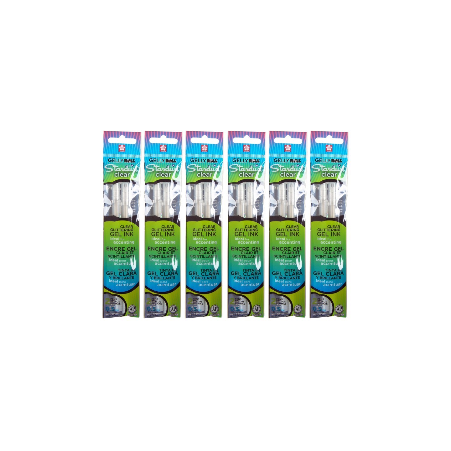Sakura Gelly Roll Stardust Clear Glittering Gel Ink Pens, 2 Per Pack, 6 Packs